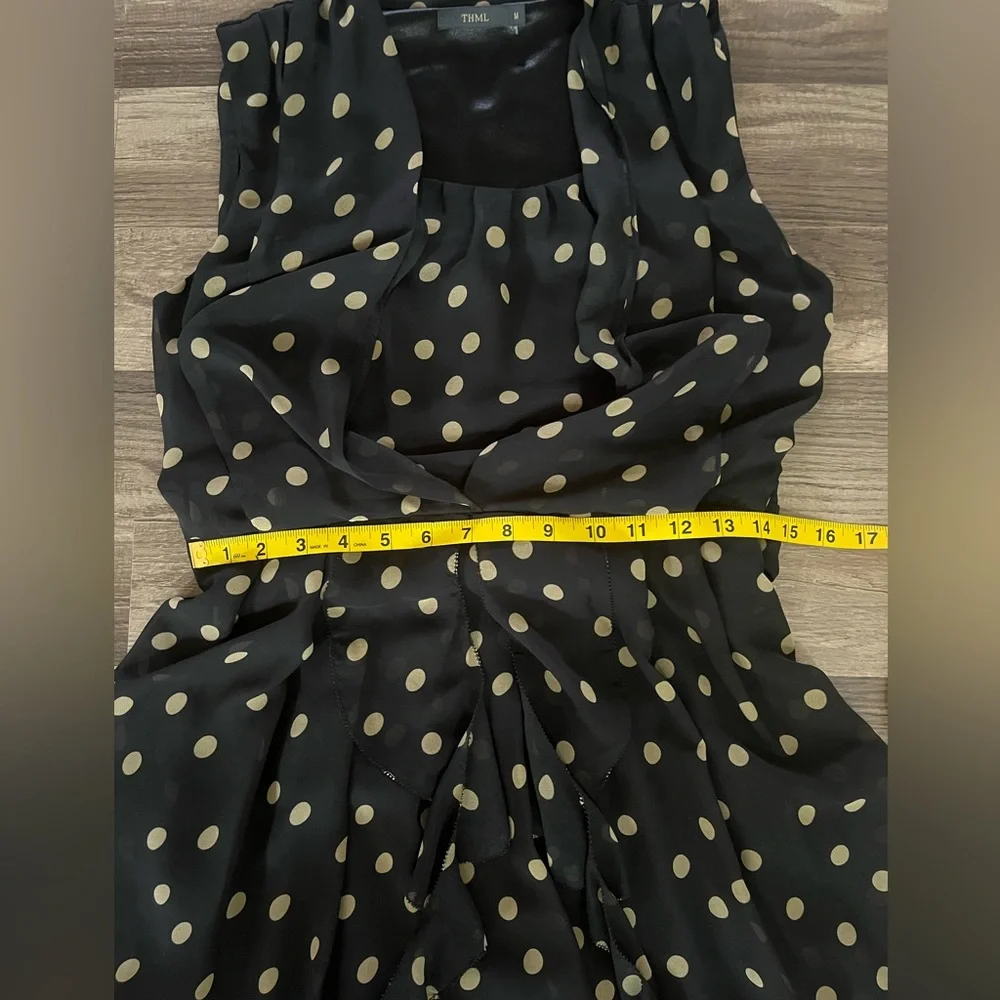 THML Polka Dot Sheer Blouson Dress SZ M - Picture 9 of 12